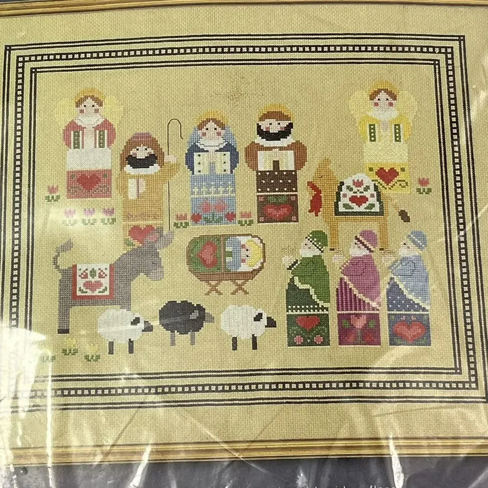 Astor Place Vintage Counted Cross Stitch Kit Nativity Scene Christmas 13x16 Inch